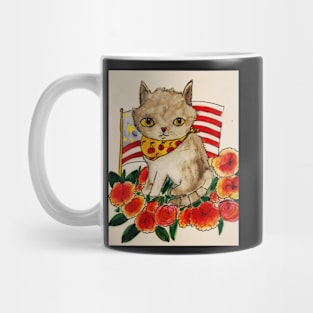Cats, cat, patriotic, flowers, summer, festive, fun kitty, 4th of July Mug